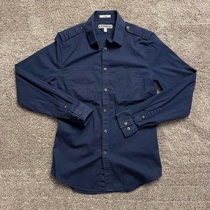 Men’s Express Fitted Shirt Blue Size Small 14-14.5